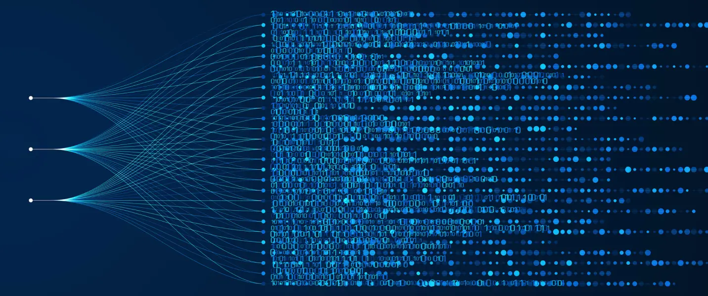 Data visualisointi sinisellä taustalla